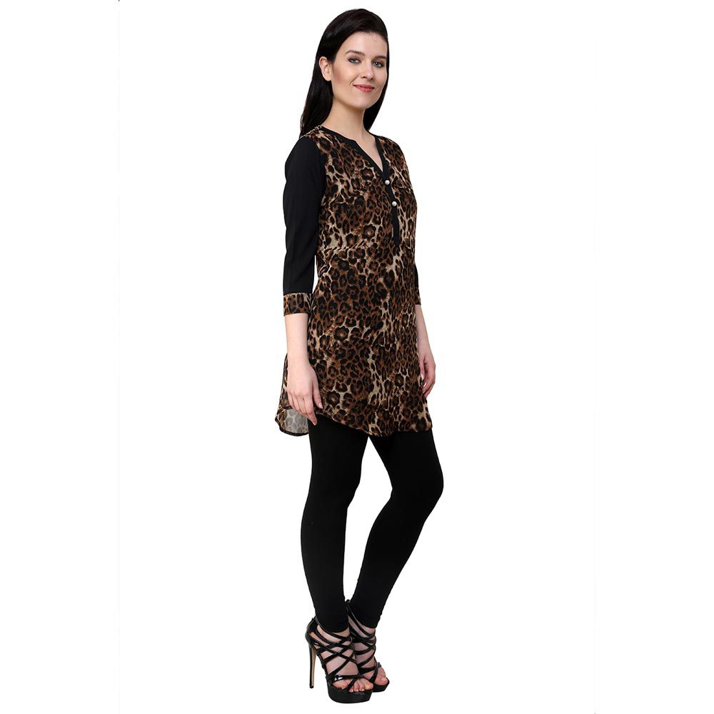 Chiktones Polyester Georgette Print/plain Kurti - Fashion Greet Chiktones Polyester Georgette Print/plain Kurti - Fashion Greet