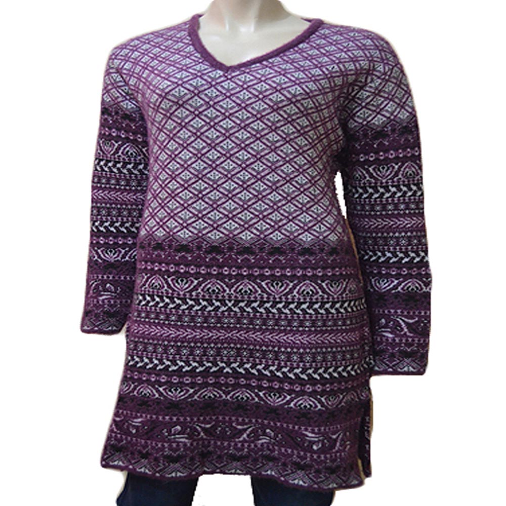 Full Sleeves Purple Criss Cross Design Woolen Kurti-M - Fashion Greet Full Sleeves Purple Criss Cross Design Woolen Kurti-M - Fashion Greet
