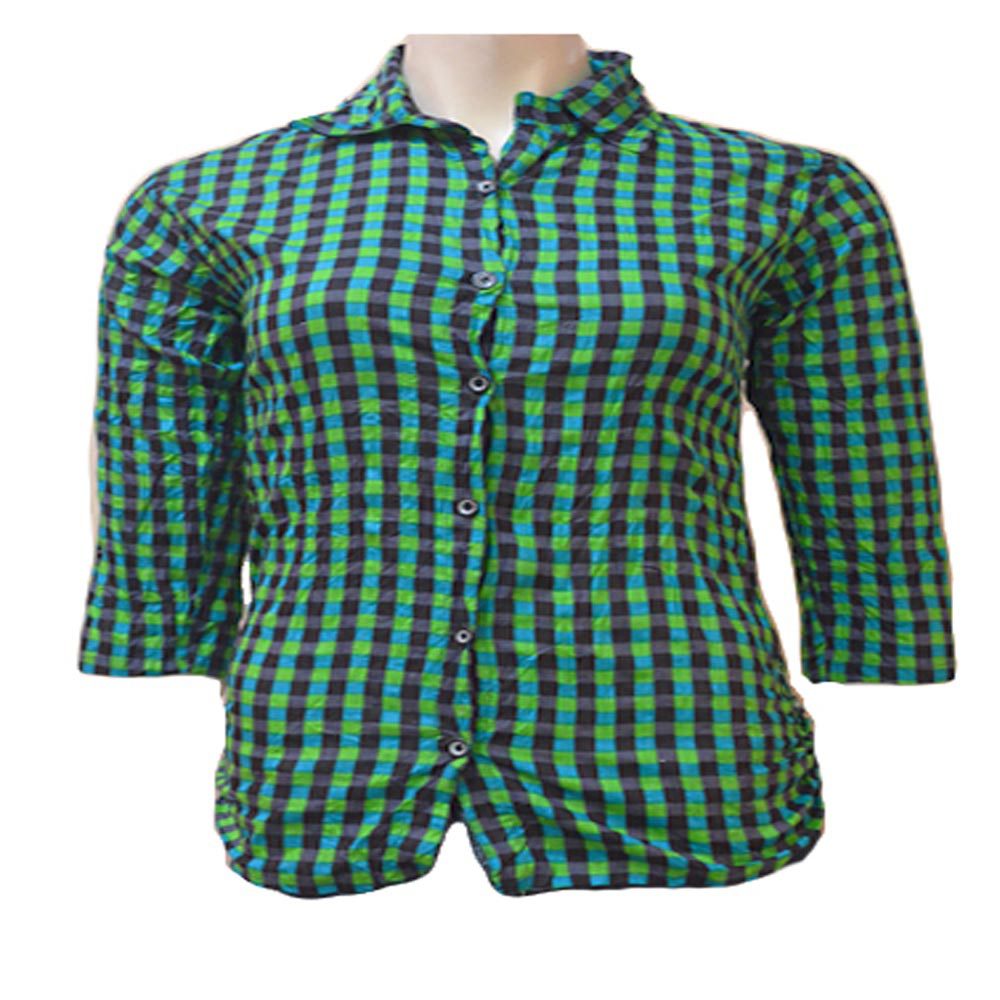 50 % Off On Green Cotton Black Check Shirt - Fashion Greet