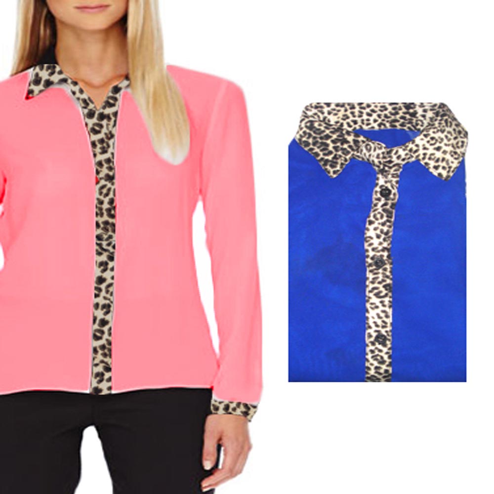 Pack of 2 Sheer Chiffon Animal Print Full Sleeves Shirt - Fashion Greet Pack of 2 Sheer Chiffon Animal Print Full Sleeves Shirt - Fashion Greet