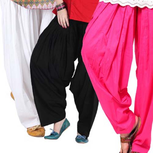 Pack of 3 Pink, Black & White Patiala Salwar - Fashion Greet Pack of 3 Pink, Black & White Patiala Salwar - Fashion Greet