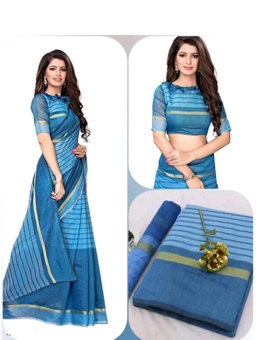 Banita Blue Petite Polycotton Sarees - Fashion Greet Banita Blue Petite Polycotton Sarees - Fashion Greet