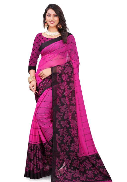 Aishani Pretty Pink Printed Sarees - Fashion Greet Aishani Pretty Pink Printed Sarees - Fashion Greet