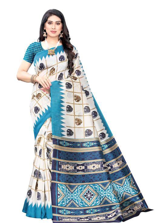 Attractive Women’s White Check Printed Saree - Fashion Greet Attractive Women’s White Check Printed Saree - Fashion Greet