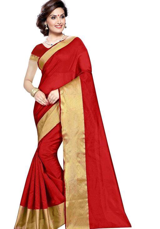 Trendy Petite Cotton Silk Red Sarees - Fashion Greet Trendy Petite Cotton Silk Red Sarees - Fashion Greet
