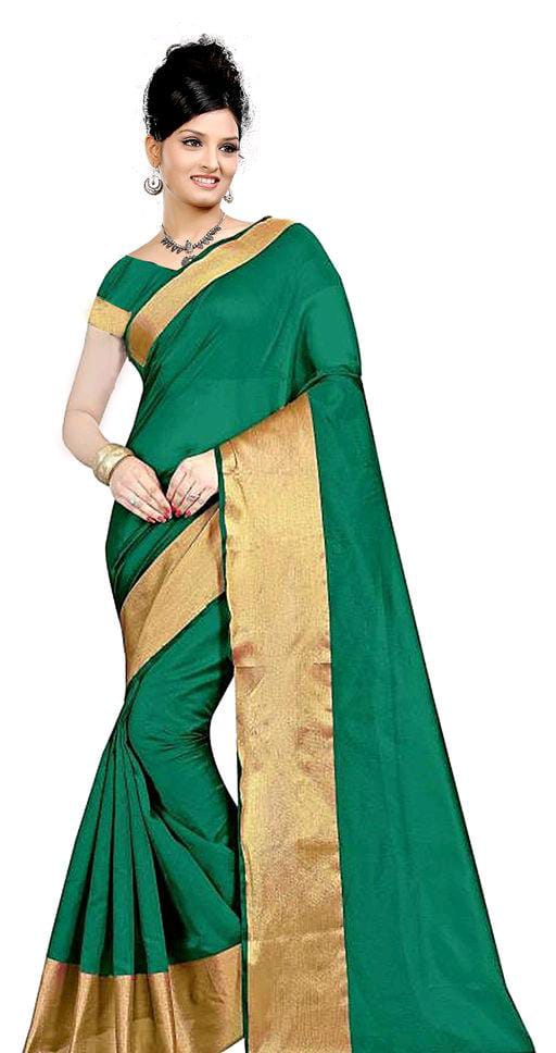 Trendy Petite Cotton Silk Green Sarees - Fashion Greet Trendy Petite Cotton Silk Green Sarees - Fashion Greet