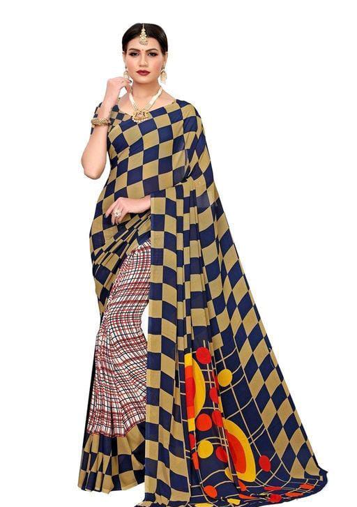 Aishani Fashionable Multi Check Sarees - Fashion Greet Aishani Fashionable Multi Check Sarees - Fashion Greet