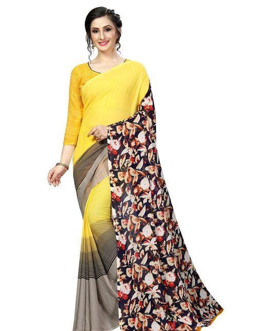 Aishani Fashionable Yellow Check Sarees - Fashion Greet Aishani Fashionable Yellow Check Sarees - Fashion Greet