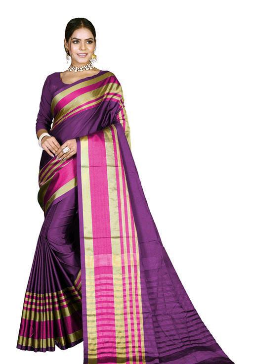 Aishani Purple Voguish Cotton Silk Sarees - Fashion Greet Aishani Purple Voguish Cotton Silk Sarees - Fashion Greet