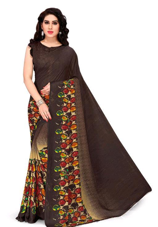 Jivika Refined Georgette Black Printed Sarees - Fashion Greet Jivika Refined Georgette Black Printed Sarees - Fashion Greet