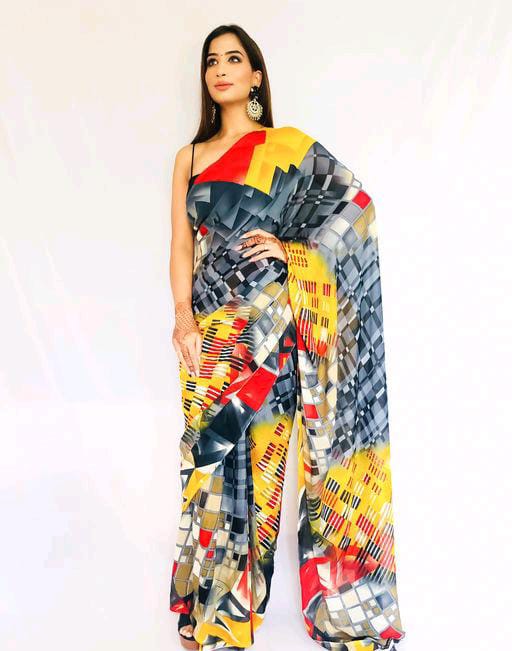 Aagyeyi Stylish Multi Printed Sarees - Fashion Greet Aagyeyi Stylish Multi Printed Sarees - Fashion Greet