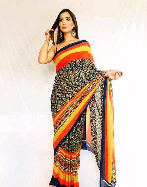 Aagyeyi Multi Printed Sarees - Fashion Greet Aagyeyi Multi Printed Sarees - Fashion Greet
