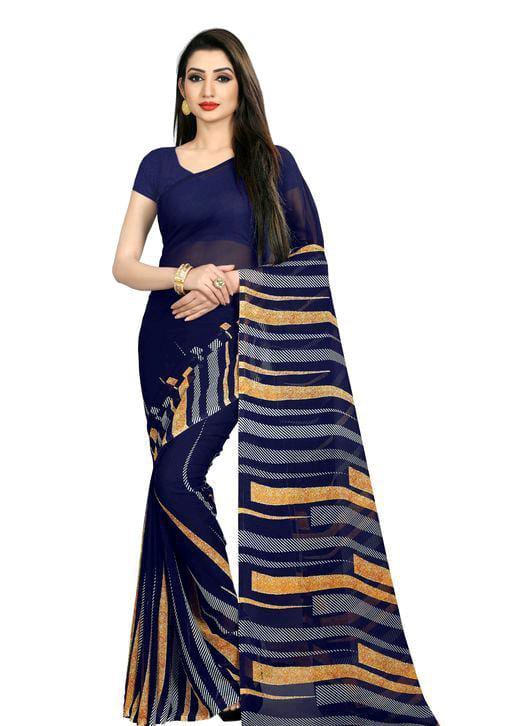 Jivika Drishya Navy Printed Sarees - Fashion Greet Jivika Drishya Navy Printed Sarees - Fashion Greet