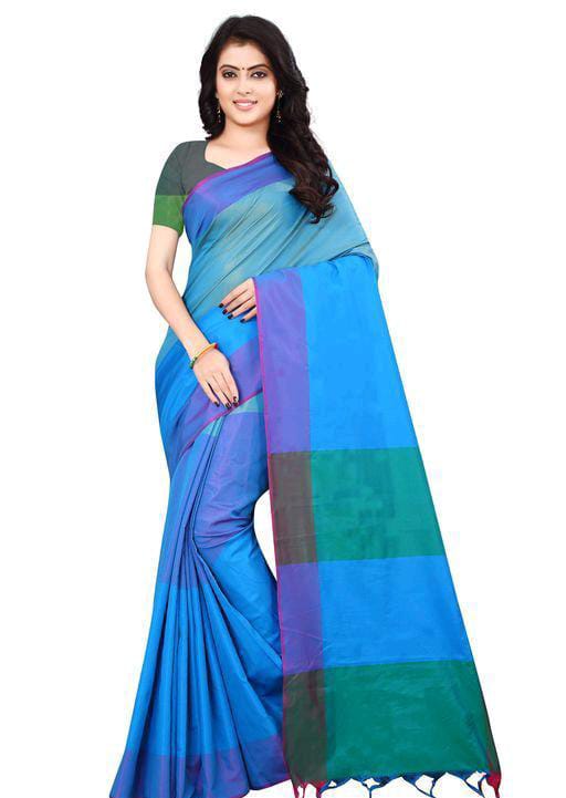 Aakarsha Alluring Blue Cotton Silk Sarees - Fashion Greet Aakarsha Alluring Blue Cotton Silk Sarees - Fashion Greet