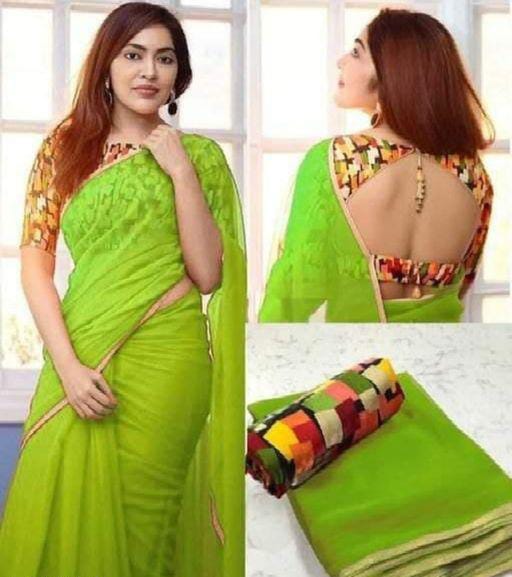 Adrika Alluring Green Georgette Sarees - Fashion Greet Adrika Alluring Green Georgette Sarees - Fashion Greet