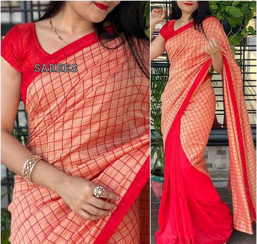 Jivika Sensational Georgette Red Checked Sarees - Fashion Greet Jivika Sensational Georgette Red Checked Sarees - Fashion Greet