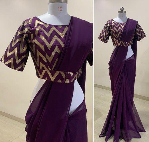 Adrika Ensemble Purple Georgette Sarees - Fashion Greet Adrika Ensemble Purple Georgette Sarees - Fashion Greet
