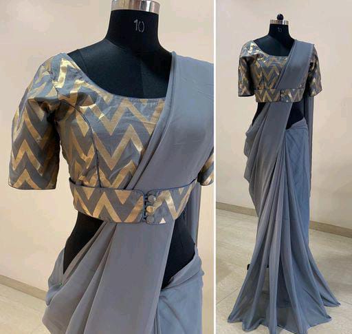 Adrika Ensemble Grey Georgette Sarees - Fashion Greet Adrika Ensemble Grey Georgette Sarees - Fashion Greet