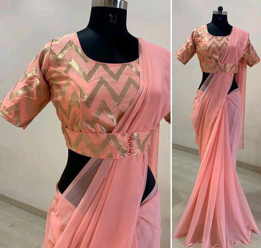 Adrika Ensemble Pink Georgette Sarees - Fashion Greet Adrika Ensemble Pink Georgette Sarees - Fashion Greet