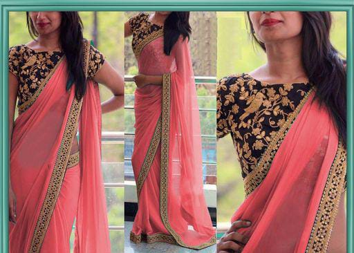 Aaryahi Solid Georgette Sarees with Lace border - Fashion Greet Aaryahi Solid Georgette Sarees with Lace border - Fashion Greet