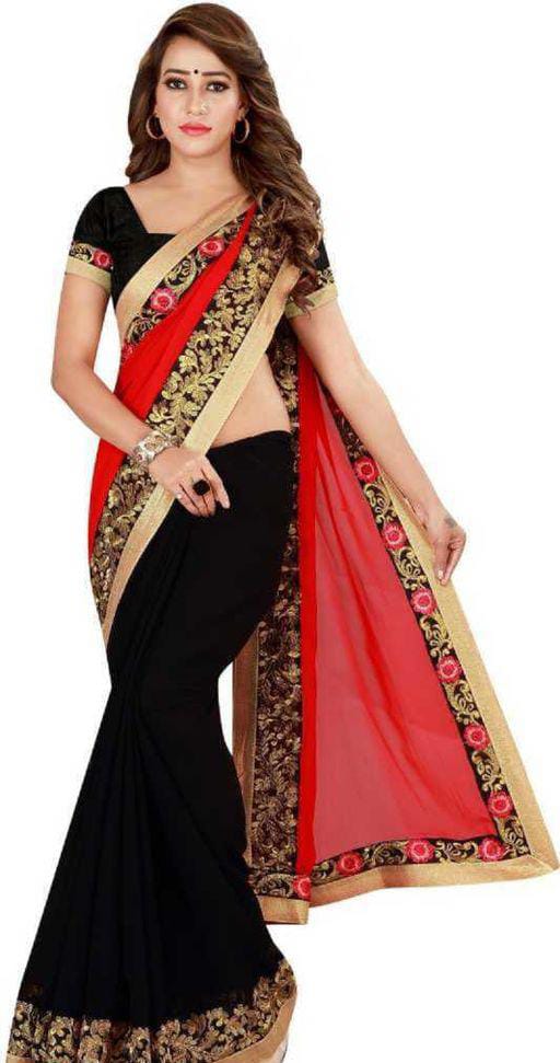 Myra Black Georgette Printed Sarees - Fashion Greet Myra Black Georgette Printed Sarees - Fashion Greet