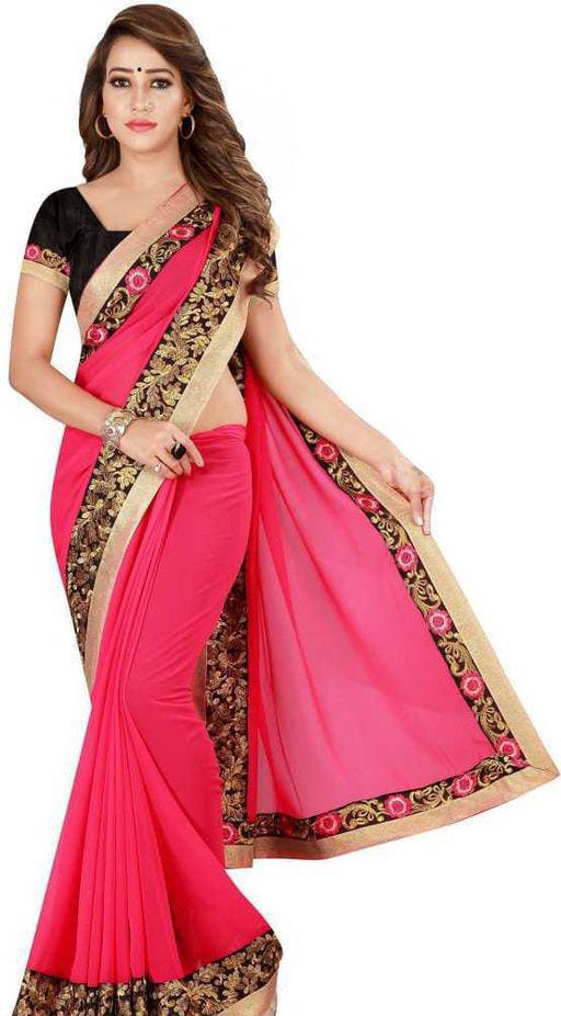 Myra Pink Georgette Printed Sarees - Fashion Greet Myra Pink Georgette Printed Sarees - Fashion Greet