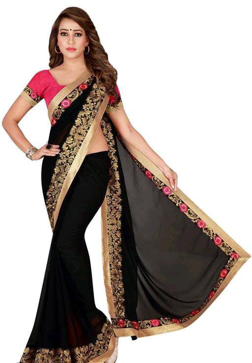Myra Georgette Black Printed Sarees - Fashion Greet Myra Georgette Black Printed Sarees - Fashion Greet