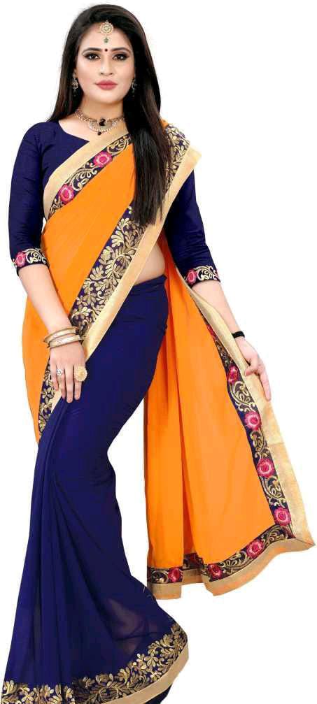 Myra Georgette Blue Printed Sarees - Fashion Greet Myra Georgette Blue Printed Sarees - Fashion Greet