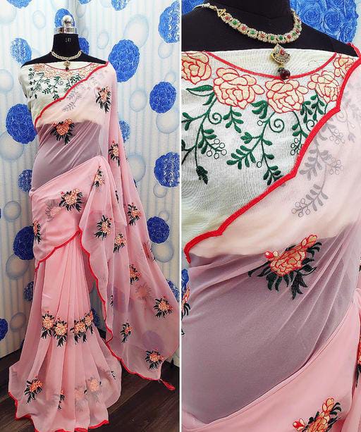 Chitrarekha Pretty Pink Embellished Sarees - Fashion Greet Chitrarekha Pretty Pink Embellished Sarees - Fashion Greet