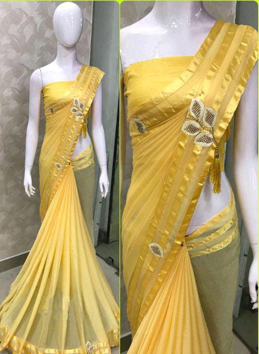 Abhisarika Refined Yellow Georgette Sarees - Fashion Greet Abhisarika Refined Yellow Georgette Sarees - Fashion Greet