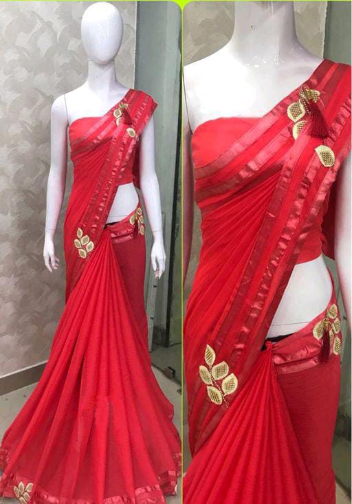 Abhisarika Refined Red Georgette Sarees - Fashion Greet Abhisarika Refined Red Georgette Sarees - Fashion Greet
