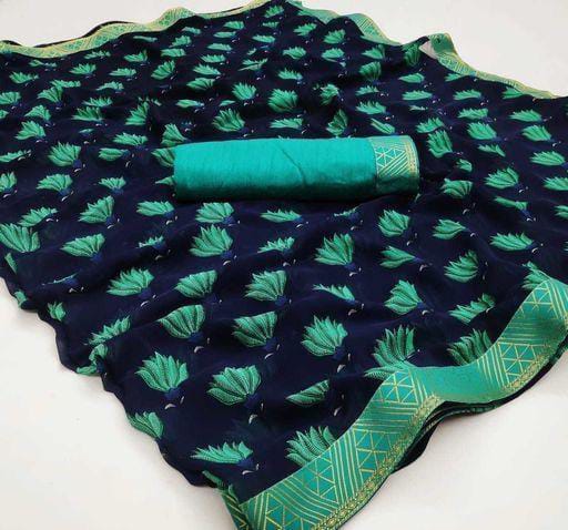 Aagam Fabulous Blue Printed Sarees - Fashion Greet Aagam Fabulous Blue Printed Sarees - Fashion Greet