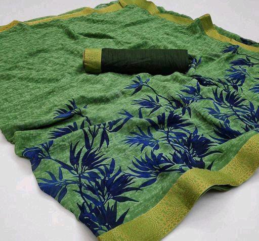 Aagam Elegant Green Printed Sarees - Fashion Greet Aagam Elegant Green Printed Sarees - Fashion Greet