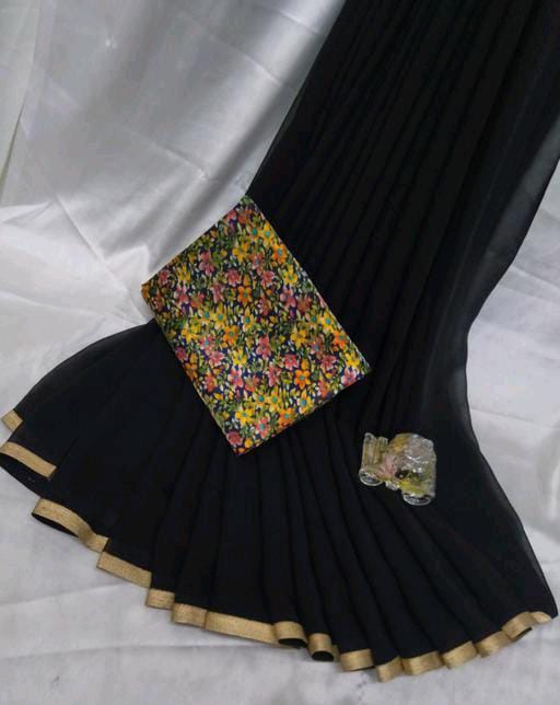 Alisha Fabulous Black Georgette Printed Sarees - Fashion Greet Alisha Fabulous Black Georgette Printed Sarees - Fashion Greet
