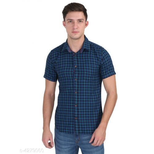 Stylish Trendy Blue Check Men Shirts - Fashion Greet Stylish Trendy Blue Check Men Shirts - Fashion Greet