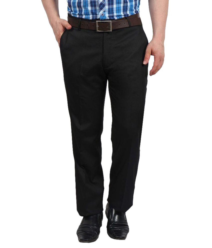 Black Slim Fit Flat Trousers - Fashion Greet Black Slim Fit Flat Trousers - Fashion Greet