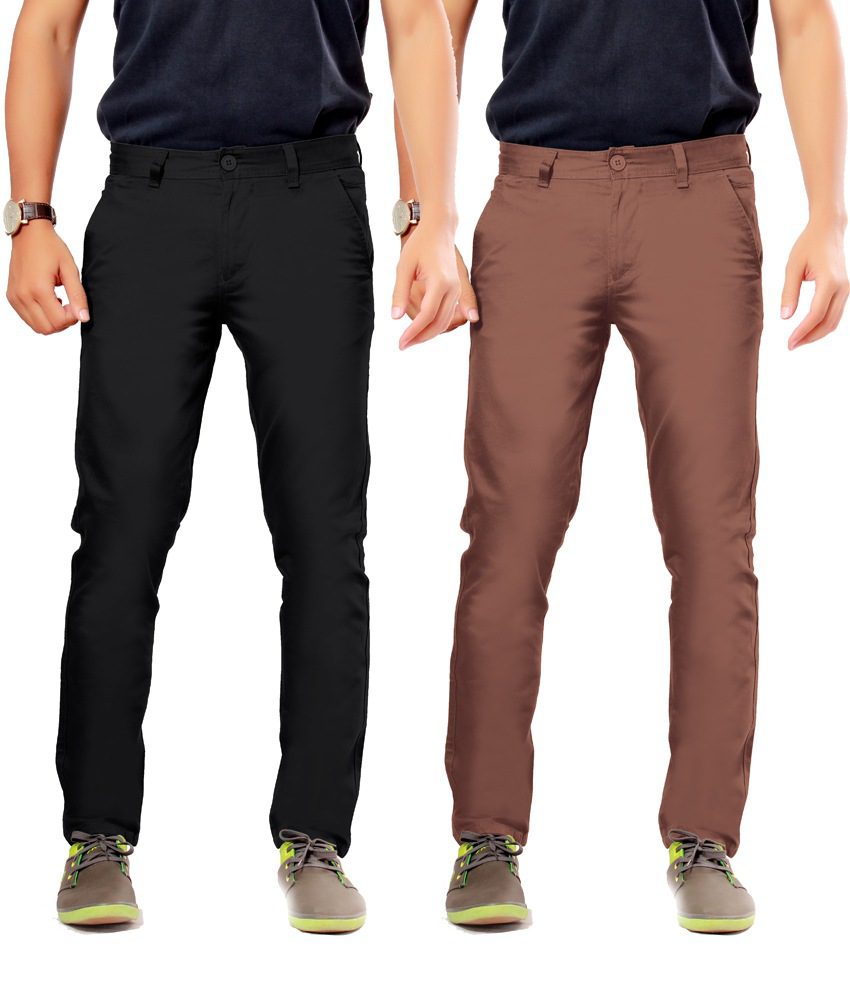 Black Cotton Slim Casuals Chinos – Pack Of 2 - Fashion Greet Black Cotton Slim Casuals Chinos – Pack Of 2 - Fashion Greet