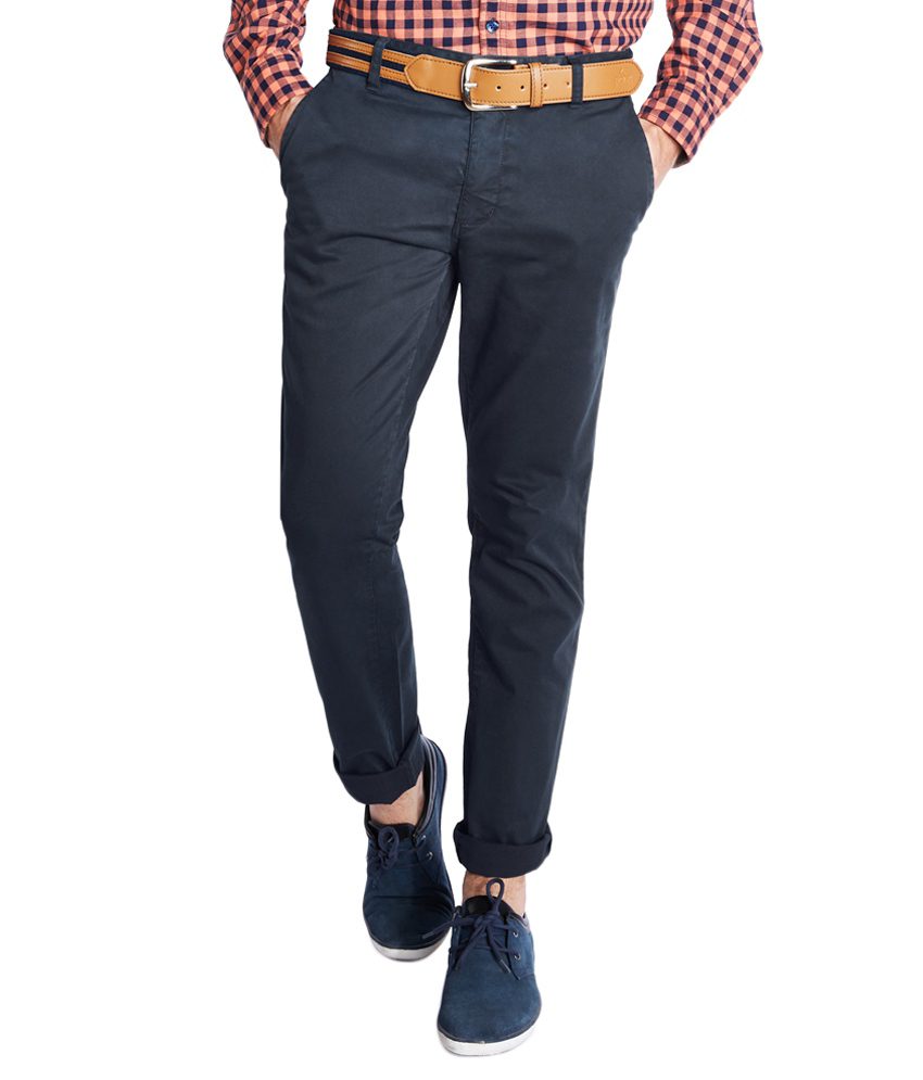 Navy Blue Slim Flat Trouser - Fashion Greet Navy Blue Slim Flat Trouser - Fashion Greet