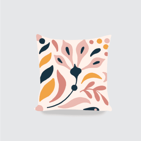 Cushion Cover - Pink Mustard Abstract Flowers pattern