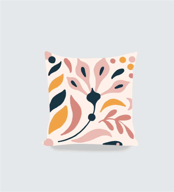Cushion Cover – Pink Mustard Abstract Flowers pattern - Fashion Greet