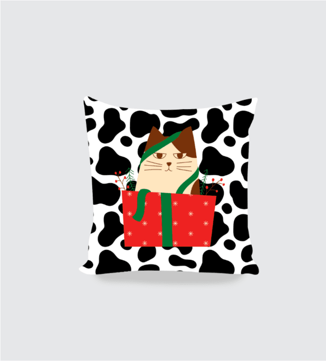 Cushion Cover – Christmas Cat Black and White Pattern - Fashion Greet