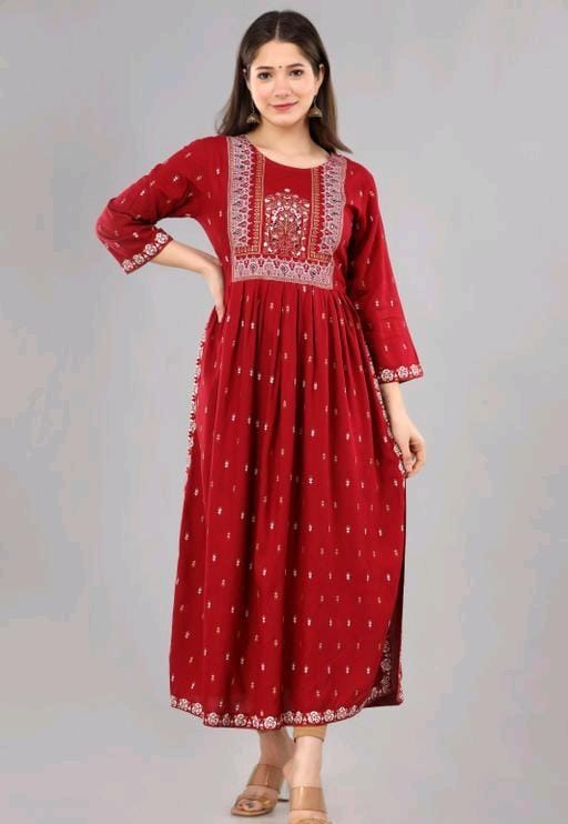 Kashvi Maroon Embroidered Printed Kurtis - Fashion Greet Kashvi Maroon Embroidered Printed Kurtis - Fashion Greet