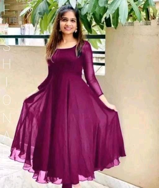 Aishani Voguish Georgette Purple Kurtis - Fashion Greet