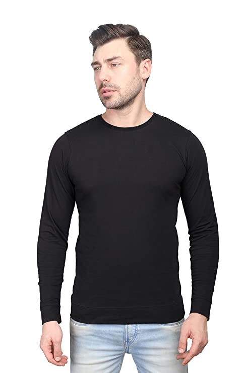 Seasons Black Regular Fit 100% Cotton Casual Full Sleeves Stylish Solid T-Shirt for Mens/Boys - Fashion Greet Seasons Black Regular Fit 100% Cotton Casual Full Sleeves Stylish Solid T-Shirt for Mens/Boys - Fashion Greet