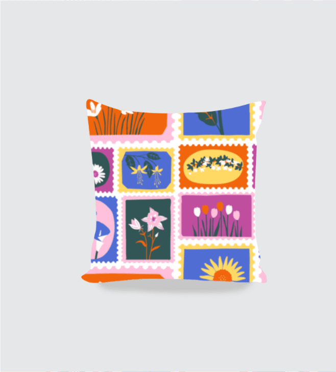Cushion Cover – Organic Flower Stamp pattern - Fashion Greet Cushion Cover – Organic Flower Stamp pattern - Fashion Greet