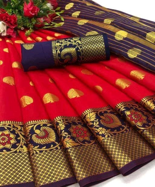 Aagyeyi Red Pretty Banarasi Silk Sarees - Red color