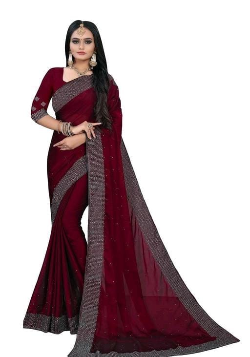 Abhisarika Art silk Georgette Maroon Sarees - Maroon color