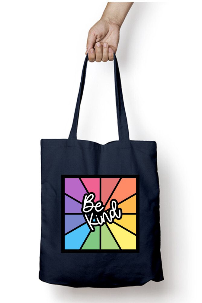 Tote bag with zipper – Be Kind with Rainbow design - Fashion Greet