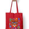 Tiger with glasses flowers tote bag - Fashion Greet