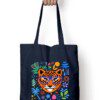 Tiger with glasses flowers tote bag - Fashion Greet